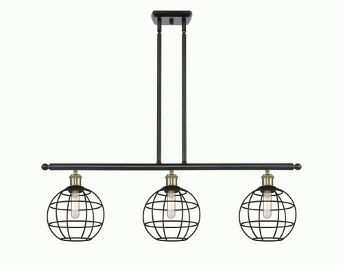 Lake Placid - 3 Light - 36 inch - Black Antique Brass - Stem Hung - Island Light (516-3I-BAB-CE-8-BK)