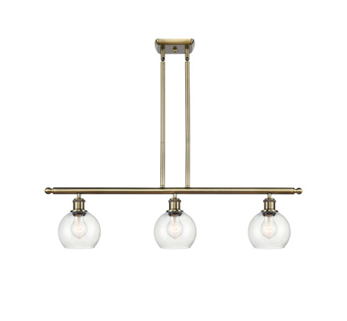 Athens - 3 Light - 36 inch - Antique Brass - Cord hung - Island Light (516-3I-AB-G124-6-LED)