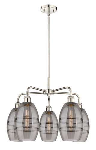 Vaz - 5 Light - 24 inch - Polished Nickel - Chandelier (516-5CR-PN-G557-6SM)
