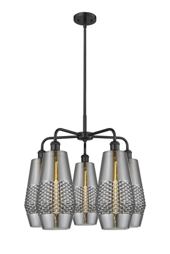 Windham - 5 Light - 25 inch - Matte Black - Chandelier (516-5CR-BK-G683-7)