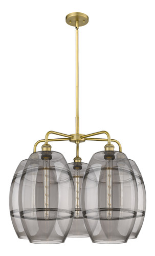 Vaz - 5 Light - 28 inch - Brushed Brass - Chandelier (516-5CR-BB-G557-10SM)