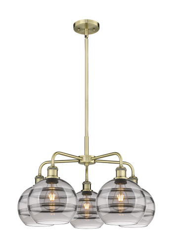 Rochester - 5 Light - 26 inch - Antique Brass - Chandelier (516-5CR-AB-G556-8SM)