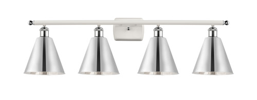 Berkshire - 4 Light - 38 inch - White Polished Chrome - Bath Vanity Light (516-4W-WPC-MBC-8-PC-LED)