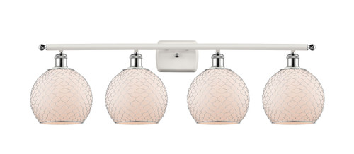 Farmhouse Chicken Wire - 4 Light - 38 inch - White Polished Chrome - Bath Vanity Light (516-4W-WPC-G121-8CSN-LED)