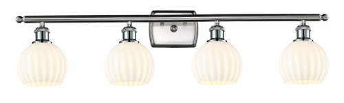 White Venetian - 4 Light - 36 inch - Brushed Satin Nickel - Bath Vanity Light (516-4W-SN-G1217-6WV)