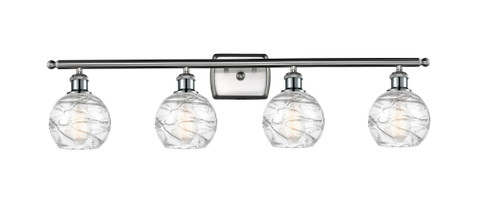 Athens Deco Swirl - 4 Light - 36 inch - Brushed Satin Nickel - Bath Vanity Light (516-4W-SN-G1213-6-LED)