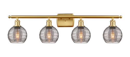 Athens Deco Swirl - 4 Light - 36 inch - Satin Gold - Bath Vanity Light (516-4W-SG-G1213-6SM)