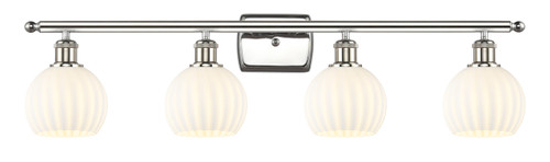 White Venetian - 4 Light - 36 inch - Polished Nickel - Bath Vanity Light (516-4W-PN-G1217-6WV)