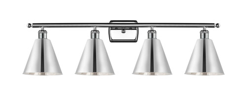 Berkshire - 4 Light - 38 inch - Polished Chrome - Bath Vanity Light (516-4W-PC-MBC-8-PC)