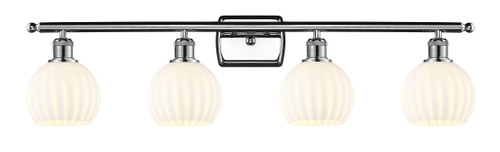 White Venetian - 4 Light - 36 inch - Polished Chrome - Bath Vanity Light (516-4W-PC-G1217-6WV)