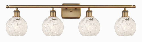 White Mouchette - 4 Light - 36 inch - Brushed Brass - Bath Vanity Light (516-4W-BB-G1216-6WM)
