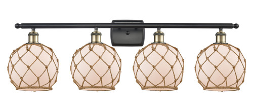 Farmhouse Rope - 4 Light - 38 inch - Black Antique Brass - Bath Vanity Light (516-4W-BAB-G121-8RB)