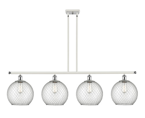 Farmhouse Chicken Wire - 4 Light - 48 inch - White Polished Chrome - Cord hung - Island Light (516-4I-WPC-G122-10CSN)