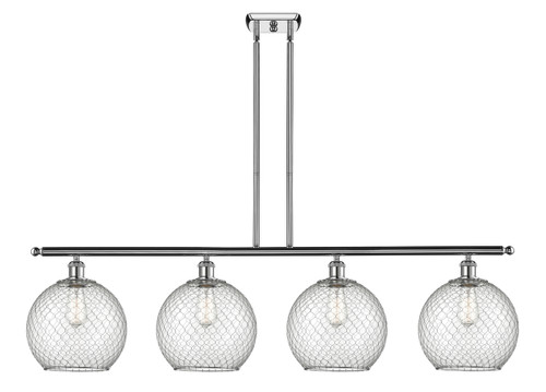 Farmhouse Chicken Wire - 4 Light - 48 inch - Polished Chrome - Cord hung - Island Light (516-4I-PC-G122-10CSN)