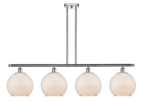 Farmhouse Chicken Wire - 4 Light - 48 inch - Polished Chrome - Cord hung - Island Light (516-4I-PC-G121-10CSN)