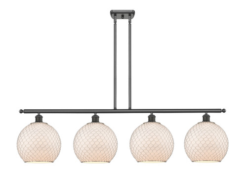 Farmhouse Chicken Wire - 4 Light - 48 inch - Oil Rubbed Bronze - Cord hung - Island Light (516-4I-OB-G121-10CSN)