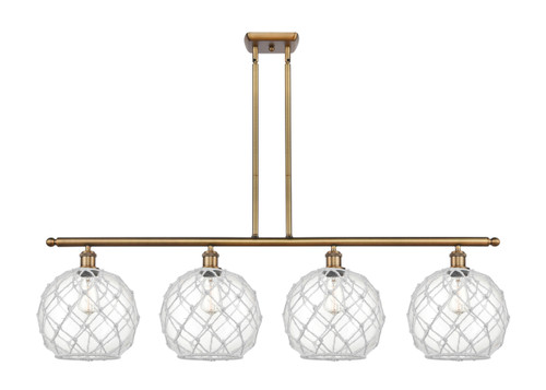 Farmhouse Rope - 4 Light - 48 inch - Brushed Brass - Cord hung - Island Light (516-4I-BB-G122-10RW-LED)