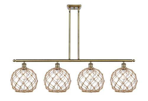 Farmhouse Rope - 4 Light - 48 inch - Antique Brass - Cord hung - Island Light (516-4I-AB-G122-10RB)