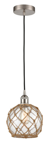Farmhouse Rope - 1 Light - 8 inch - Brushed Satin Nickel - Cord hung - Mini Pendant (616-1P-SN-G122-8RB-LED)