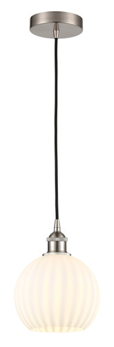 White Venetian - 1 Light - 8 inch - Brushed Satin Nickel - Cord Hung - Mini Pendant (616-1P-SN-G1217-8WV)