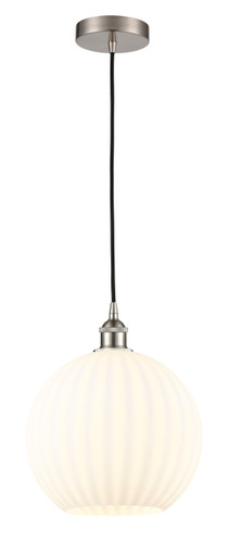White Venetian - 1 Light - 12 inch - Brushed Satin Nickel - Cord Hung - Mini Pendant (616-1P-SN-G1217-12WV)