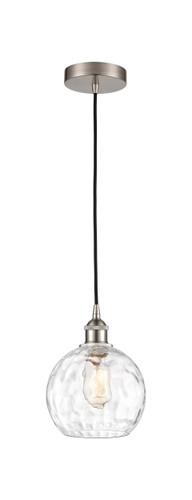 Athens Water Glass - 1 Light - 8 inch - Brushed Satin Nickel - Cord hung - Mini Pendant (616-1P-SN-G1215-8-LED)