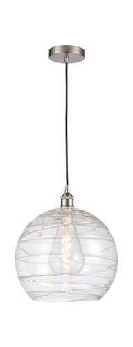 Athens Deco Swirl - 1 Light - 14 inch - Brushed Satin Nickel - Cord hung - Pendant (616-1P-SN-G1213-14-LED)