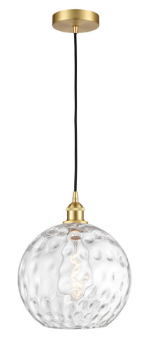 Athens Water Glass - 1 Light - 12 inch - Satin Gold - Cord hung - Mini Pendant (616-1P-SG-G1215-12-LED)