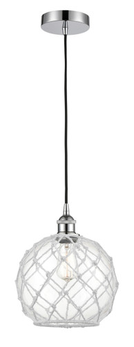 Farmhouse Rope - 1 Light - 10 inch - Polished Chrome - Cord hung - Mini Pendant (616-1P-PC-G122-10RW)