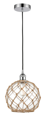 Farmhouse Rope - 1 Light - 10 inch - Polished Chrome - Cord hung - Mini Pendant (616-1P-PC-G122-10RB-LED)