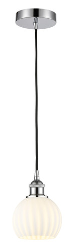 White Venetian - 1 Light - 6 inch - Polished Chrome - Cord Hung - Mini Pendant (616-1P-PC-G1217-6WV)