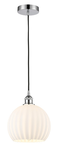 White Venetian - 1 Light - 10 inch - Polished Chrome - Cord Hung - Mini Pendant (616-1P-PC-G1217-10WV)