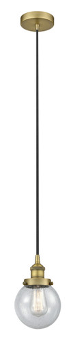 Beacon - 1 Light - 6 inch - Brushed Brass - Cord hung - Mini Pendant (616-1PH-BB-G204-6)