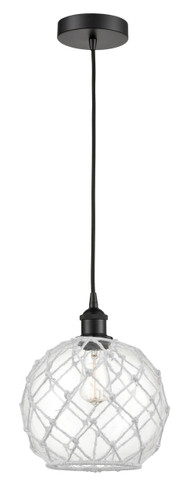 Farmhouse Rope - 1 Light - 10 inch - Matte Black - Cord hung - Mini Pendant (616-1P-BK-G122-10RW-LED)