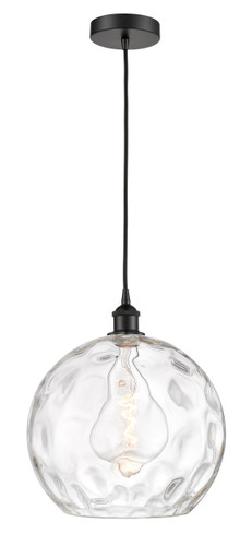 Athens Water Glass - 1 Light - 13 inch - Matte Black - Cord hung - Pendant (616-1P-BK-G1215-14)