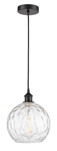 Athens Water Glass - 1 Light - 10 inch - Matte Black - Cord hung - Mini Pendant (616-1P-BK-G1215-10-LED)
