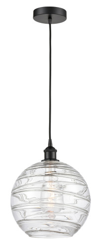 Athens Deco Swirl - 1 Light - 12 inch - Matte Black - Cord hung - Mini Pendant (616-1P-BK-G1213-12-LED)