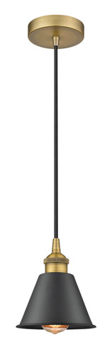 Smithfield - 1 Light - 7 inch - Brushed Brass - Cord hung - Mini Pendant (616-1P-BB-M8-BK-LED)