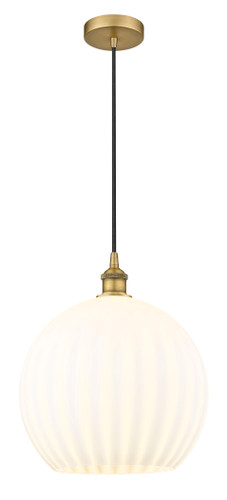 White Venetian - 1 Light - 14 inch - Brushed Brass - Cord Hung - Pendant (616-1P-BB-G1217-14WV)