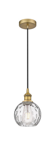 Athens Water Glass - 1 Light - 6 inch - Brushed Brass - Cord hung - Mini Pendant (616-1P-BB-G1215-6)