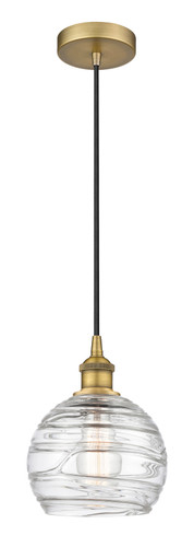 Athens Deco Swirl - 1 Light - 8 inch - Brushed Brass - Cord hung - Mini Pendant (616-1P-BB-G1213-8-LED)