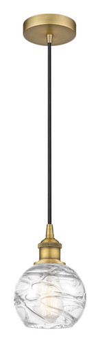 Athens Deco Swirl - 1 Light - 6 inch - Brushed Brass - Cord hung - Mini Pendant (616-1P-BB-G1213-6-LED)