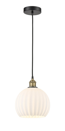 White Venetian - 1 Light - 10 inch - Black Antique Brass - Cord Hung - Mini Pendant (616-1P-BAB-G1217-10WV)