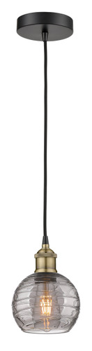 Athens Deco Swirl - 1 Light - 6 inch - Black Antique Brass - Cord hung - Mini Pendant (616-1P-BAB-G1213-6SM)