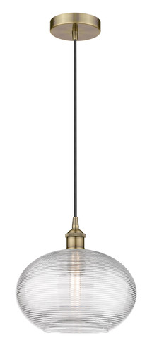 Ithaca - 1 Light - 12 inch - Antique Brass - Cord hung - Mini Pendant (616-1P-AB-G555-12CL)