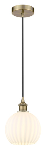 White Venetian - 1 Light - 8 inch - Antique Brass - Cord Hung - Mini Pendant (616-1P-AB-G1217-8WV)