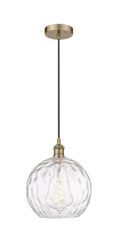 Athens Water Glass - 1 Light - 10 inch - Antique Brass - Cord hung - Mini Pendant (616-1P-AB-G1215-10-LED)