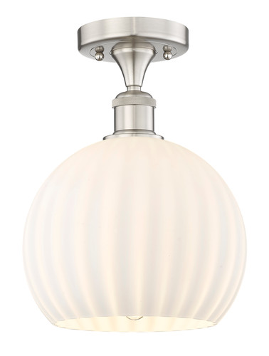 White Venetian - 1 Light - 10 inch - Brushed Satin Nickel - Semi-Flush Mount (616-1F-SN-G1217-10WV)