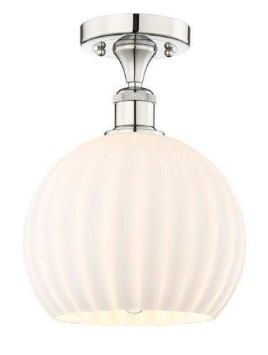 White Venetian - 1 Light - 10 inch - Polished Nickel - Semi-Flush Mount (616-1F-PN-G1217-10WV)