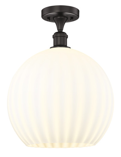 White Venetian - 1 Light - 14 inch - Oil Rubbed Bronze - Semi-Flush Mount (616-1F-OB-G1217-14WV)